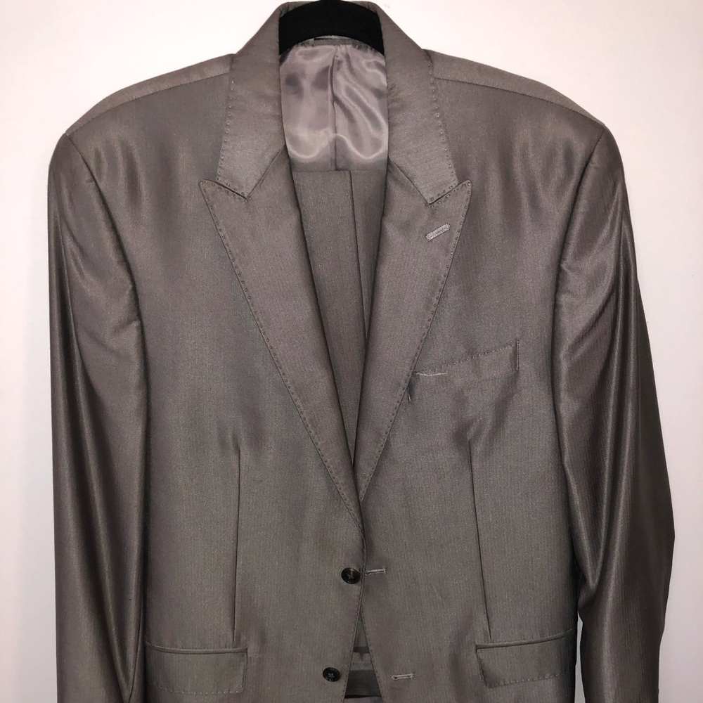Sean John Silver Mens Suit 40L Jacket & 34L Pants